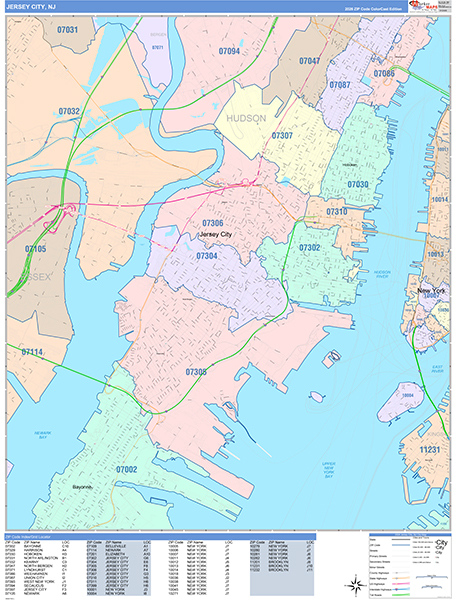 Jersey City Wall Map